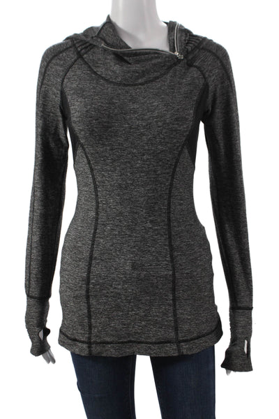 Lululemon Women Pullover Hoodie Cowl Neck Gray Polyester Blend Size 4