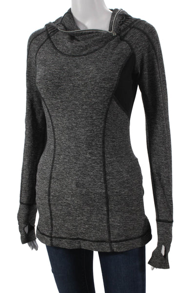 Lululemon Women Pullover Hoodie Cowl Neck Gray Polyester Blend Size 4