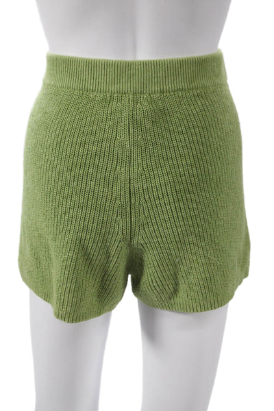 L'Academie Womens Casual Shorts Green Cotton Solid Size S