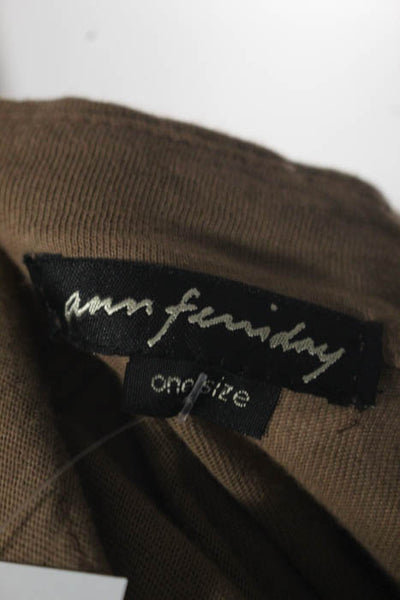 Ann Ferriday Brown Cotton Lace Trim Long Sleeve Cardigan Size One Size New