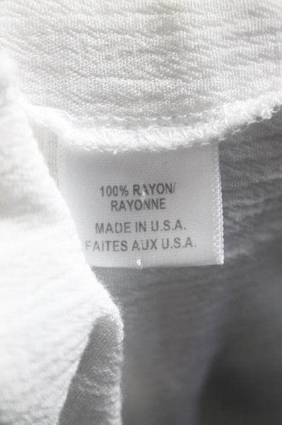 Misa White Cotton Pleated Tassel Detail Scoop Neck Blouse Top Size Medium