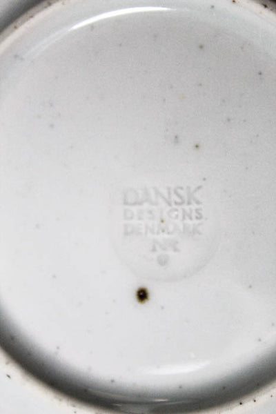 Set 12 Dansk White Green Round 10" Dinner Plates