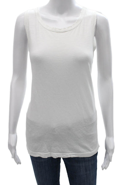 Current/Elliott Womens Basic Cotton Round Neck Sleeveless Tank White Size 2