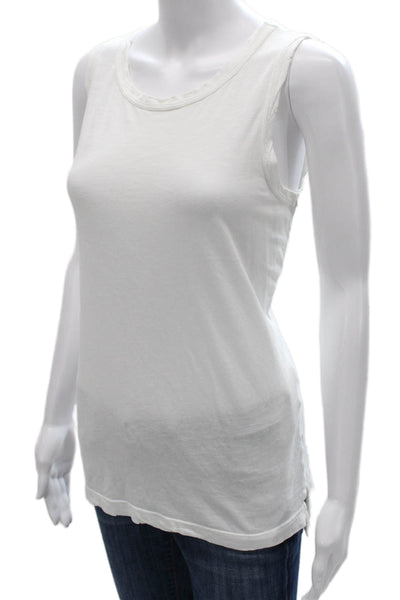 Current/Elliott Womens Basic Cotton Round Neck Sleeveless Tank White Size 2