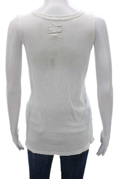 Current/Elliott Womens Basic Cotton Round Neck Sleeveless Tank White Size 2
