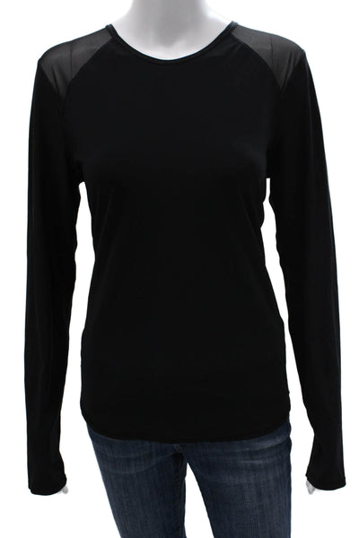 Lululemon Women Basic T-Shirt Black Nylon Long Sleeve Round Neck Size 8