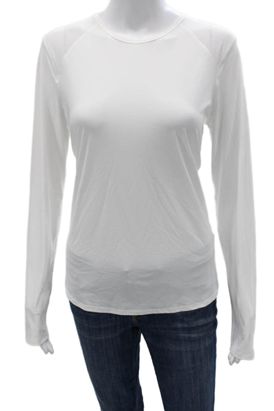 Lululemon Womens White Basic T Shirt Nylon Long Sleeve Size 10