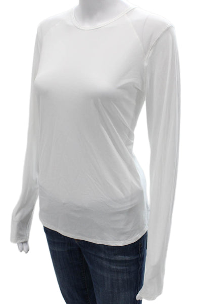 Lululemon Womens White Basic T Shirt Nylon Long Sleeve Size 10