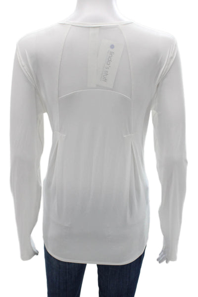 Lululemon Womens White Basic T Shirt Nylon Long Sleeve Size 10