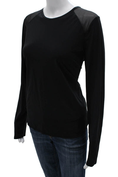 Lululemon Womens Basic Black Long Sleeve Crew Neck Nylon T-Shirt Size 10