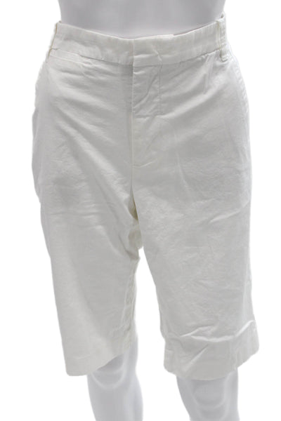 Vince Women Bermuda Cotton Zip White Shorts Size 10