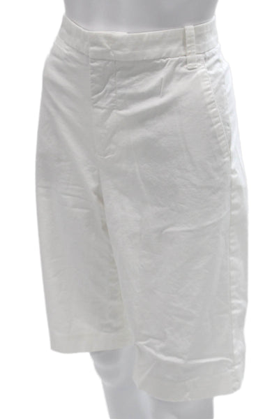 Vince Women Bermuda Cotton Zip White Shorts Size 10