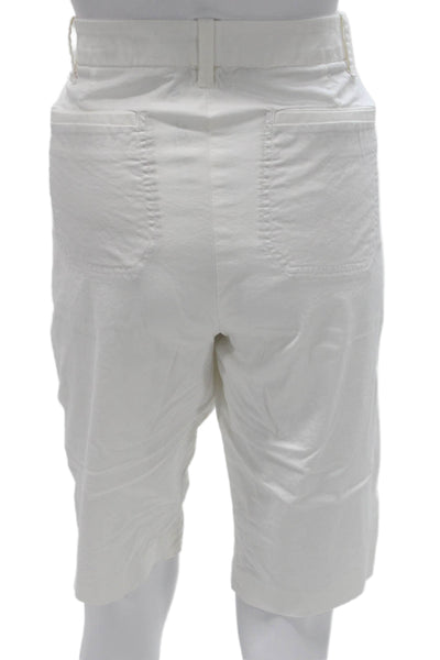 Vince Women Bermuda Cotton Zip White Shorts Size 10