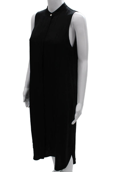 Allsaints Women Black Sleeveless Collared Shift Dress Midi Size S