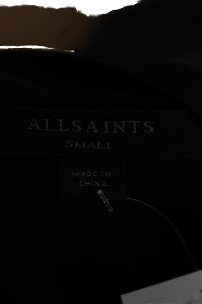 Allsaints Women Black Sleeveless Collared Shift Dress Midi Size S