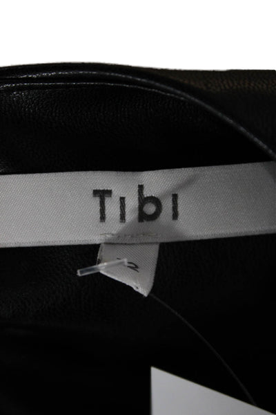 Tibi Womens Shift Dress Black Zip Round Neck Long Sleeve Size 12