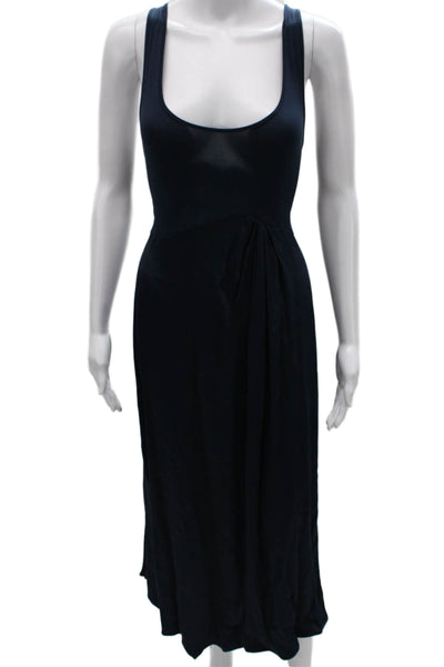Anthropologie Womens Maxi Dress Black Long Sleeve Round Neck Viscose Size L
