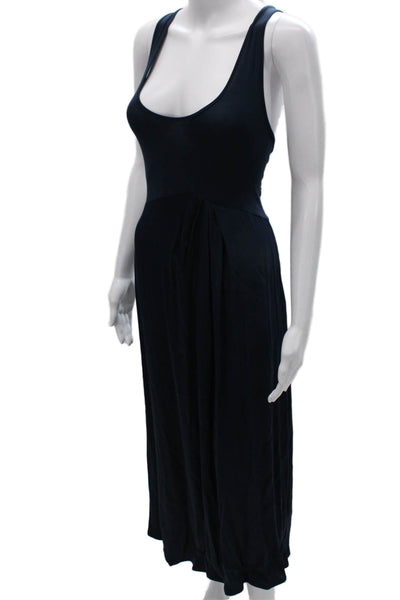 Anthropologie Womens Maxi Dress Black Long Sleeve Round Neck Viscose Size L