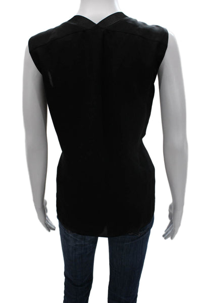 Vince Women Basic Cotton Sleeveless Tank Black Round Neck Size L