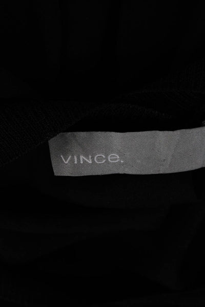 Vince Women Basic Cotton Sleeveless Tank Black Round Neck Size L