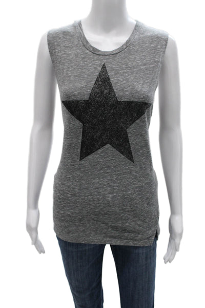 Sundry Women Sleeveless Crew Neck Tank Solid Gray Polyester Size 3