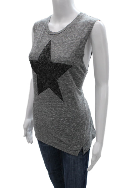 Sundry Women Sleeveless Crew Neck Tank Solid Gray Polyester Size 3