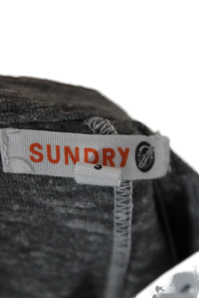 Sundry Women Sleeveless Crew Neck Tank Solid Gray Polyester Size 3