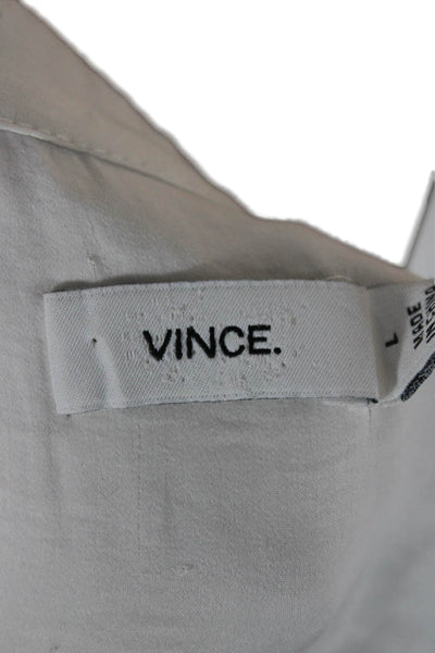 Vince Womens Sleeveless V-Neck Tunic Blouse White Cotton Size L