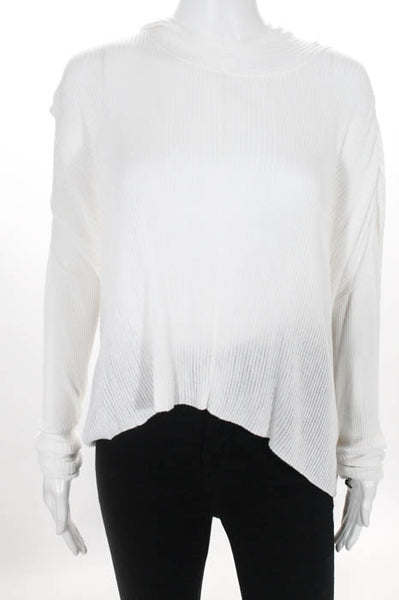 Adeam White Ribbed Knit Hooded Long Sleeve Sweater Size Medium New $675 LL19LL