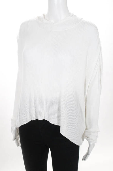 Adeam White Ribbed Knit Hooded Long Sleeve Sweater Size Medium New $675 LL19LL