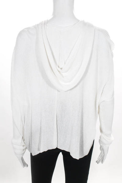 Adeam White Ribbed Knit Hooded Long Sleeve Sweater Size Medium New $675 LL19LL