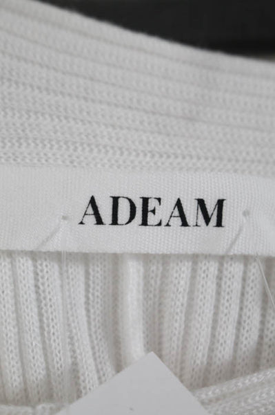 Adeam White Ribbed Knit Hooded Long Sleeve Sweater Size Medium New $675 LL19LL