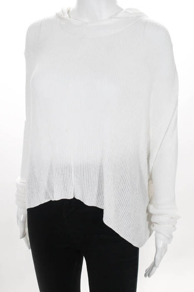 Adeam White Ribbed Knit Hooded Long Sleeve Sweater Size Large New $675 LL19LL
