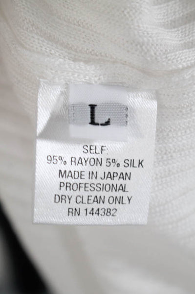 Adeam White Ribbed Knit Hooded Long Sleeve Sweater Size Large New $675 LL19LL
