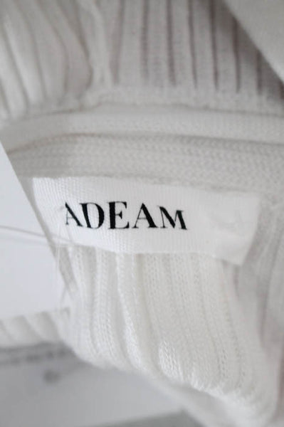 Adeam White Ribbed Knit Hooded Long Sleeve Sweater Size Large New $675 LL19LL