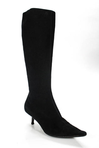 Giuseppe Zanotti Design Black Suede Pointed Toe Knee High Boots Size 39.5 9.5