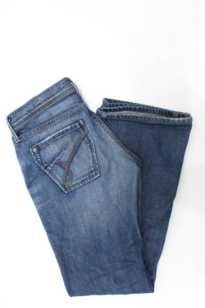 James Cured Blue Cotton Zipper Fly Medium Wash Boot Cut Jeans Size 28