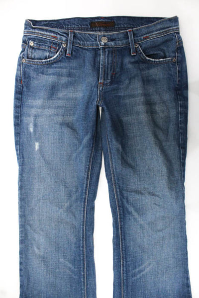 James Cured Blue Cotton Zipper Fly Medium Wash Boot Cut Jeans Size 28