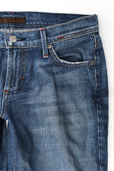 James Cured Blue Cotton Zipper Fly Medium Wash Boot Cut Jeans Size 28