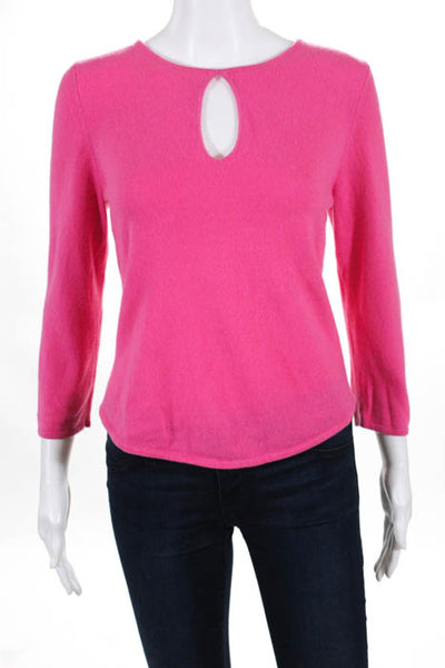 White + Warren Pink Cashmere Pull Over Long Sleeve Scoop Neck Blouse Size Large