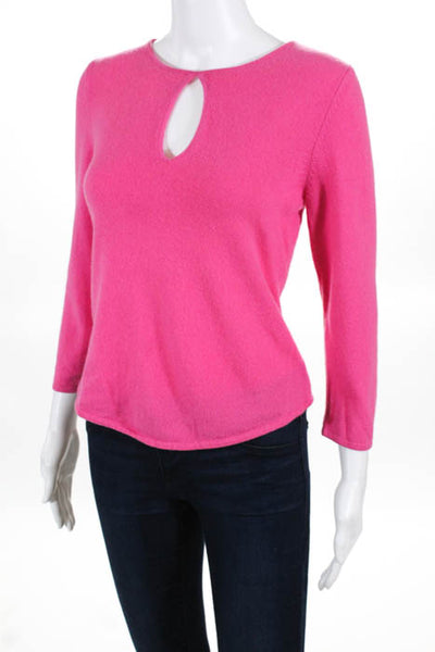 White + Warren Pink Cashmere Pull Over Long Sleeve Scoop Neck Blouse Size Large