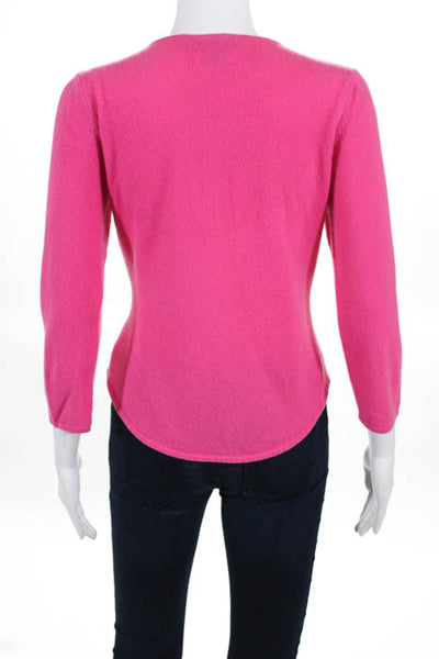 White + Warren Pink Cashmere Pull Over Long Sleeve Scoop Neck Blouse Size Large