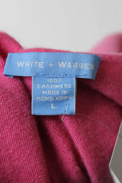 White + Warren Pink Cashmere Pull Over Long Sleeve Scoop Neck Blouse Size Large