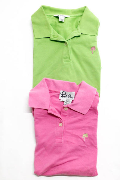 Lilly Pulitzer Lot 2 Pink Green Cotton Polo Shirts Size Medium