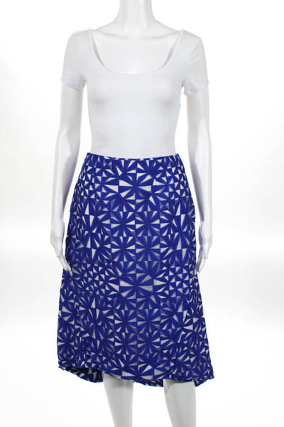 Adeam Yves Klein Blue White Geo High Low A Line Skirt Size 6 New $1285 LL19LL