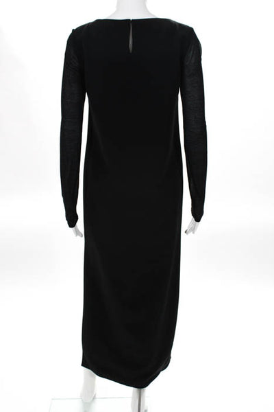 Adeam Black Boat Neck Side Slit Scroll Maxi Dress Size 4 New $1150 LL19LL