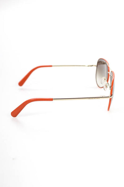 Henri Bendel Orange Gold Tone Hardware Brown Lens Aviator Sunglasses In Case