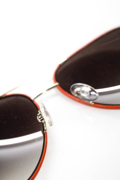 Henri Bendel Orange Gold Tone Hardware Brown Lens Aviator Sunglasses In Case