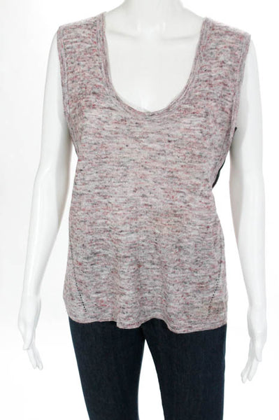 White + Warren Red Gray Sleeveless V-Neck Top Size Small