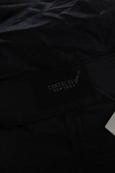 Coatology New York Navy Blue Zipper Snap Up Front Hooded Puffer Coat Size Medium